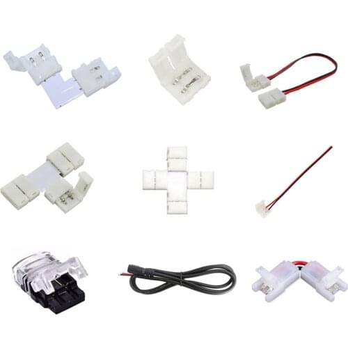 2pin Led Strip Connector Solderless Connector for 8mm 10mm Width T L X Shape for Single Color Led Strip No Soldering