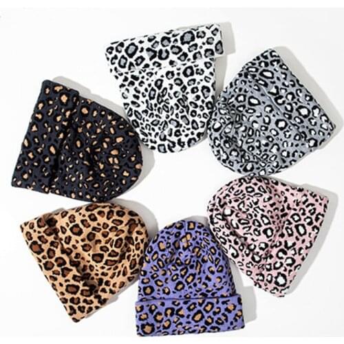 2020 New Leopard Print Knitted Hat Beanies for Women Autumn Winter Warm Wool Hat Fashion Men Hat Gorro Ski Outdoor Sports Hat