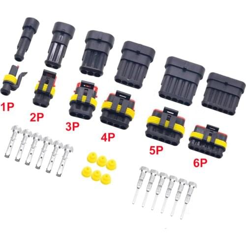 5sets 1.5 Kit 2 3 4 5 6 pins Way Female Male Super Seal Waterproof Electrical Wire Cable Automotive Connector Car Plug