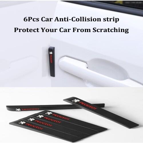 6Pcs Car Anti Collision Bumper Strip Sticker Auto Body Protection Decal Exterior For Peugeot 206 307 308 3008 207 208 407 508