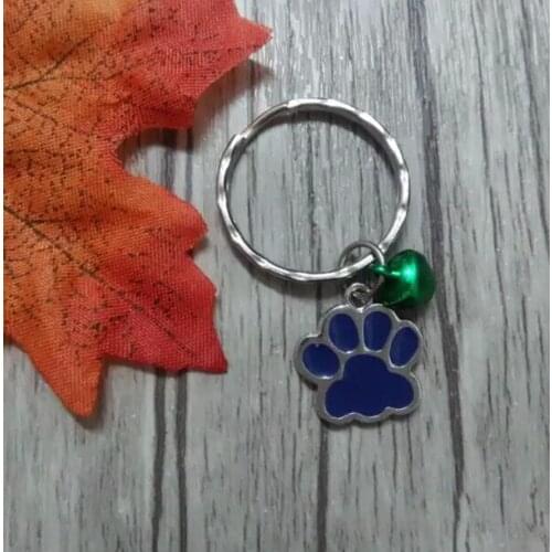 8 Color Enamel Tone Dog Cat Paw Print Copper Small Bells Charm Pendant 25mm Key ring Decorative Bag Fashion Gift D180