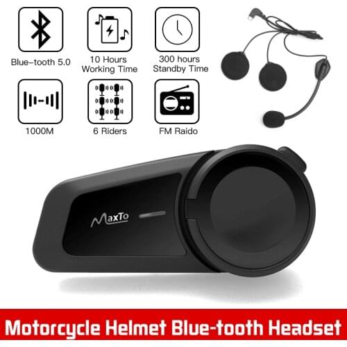 VCOROS New Upgraded Version M2 Wireless Motorcycle Helmet Bluetooth Headset Real-time 6 People Group Intercom With Voice Prompt