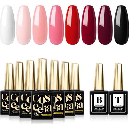 COSCELIA Gel Nail Polish Set Soak Off Semi-Permanent Varnish Nail Kit Professional Set Nail Art All For Manicure Gel Varnish Set