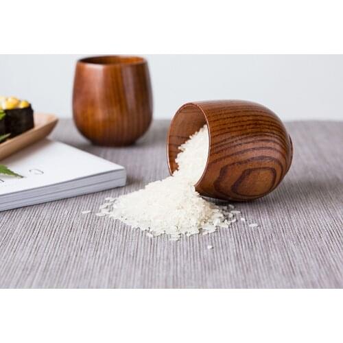 Wooden Cup Beer Milk Drinkware Green Tea Cups Japan Style Handmade Big Belly Mug Natural Wooden Cup 200ml