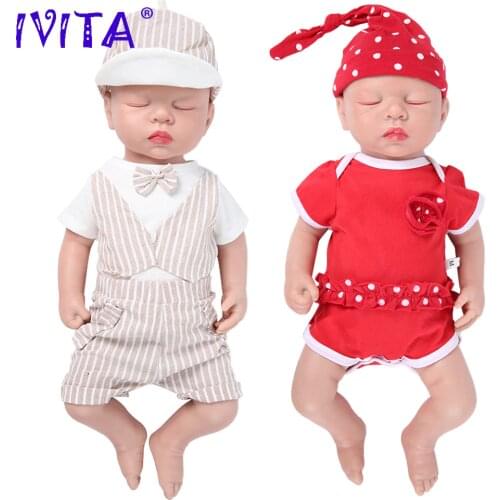 IVITA WG1507 46cm 3.2kg Eyes Closed High Quality Full Body Silicone Reborn Baby Dolls Realistic Toys for Children Christmas Gift