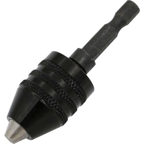 Quality 1/4 Inch Hex Shank Keyless Drill Chuck Quick Change Adapter Converter 0.3-6.5MM (Black)