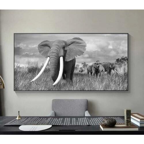 African Wlid Elephants Canvas Paintings Ivory Wall Art Posters And Prints African Animals Canvas Pictures Wall Decoration Cuadro