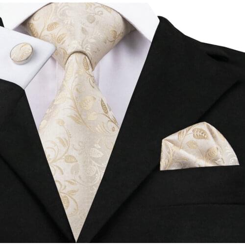 2016 Classical Silk Tie Gray Floral Tie Hanky Cufflink Set Ties For Men Business Wedding Party C-1167