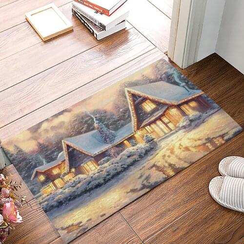 Merry Christmas Peace Town Bath Rugs Christmas Doormat Non-Slip Door Mat Carpet Bathroom Accessories Customizable