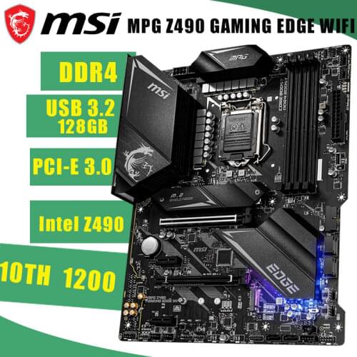 MSI MPG Z490 GAMING EDGE WiFi Motherboard LGA 1200 Socket DDR4 128GB Z490 100% Mainboard USB3.2 PCI-E 4.0 M.2 Desktop SATAIII