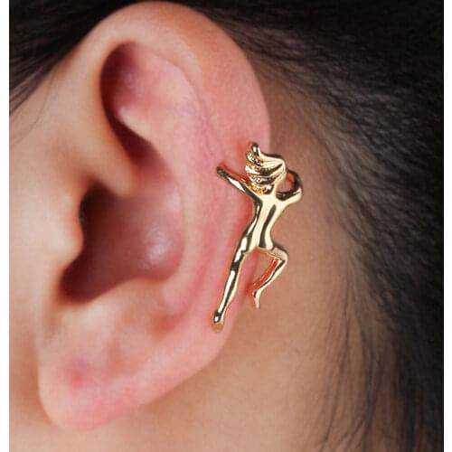 Fashion Personality Climbing Human Shaped Ear Clip Alternative Gymnast Stereo Portrait Ear Clip No Ear Hole Jewelry Gifts
