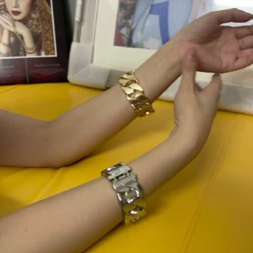 Fashion Design European and American Style Chunky Bangles Metal Copper/Zinc Alloy Stainless Steel Bracelet For Women Female 2021