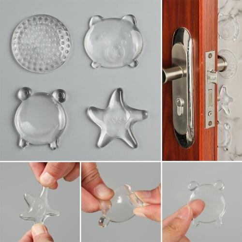 Cartoon PU Transparent Wall Protection Safety Shock Absorber Door Handle Bumpers Security Wall Protectors For Baby Safety