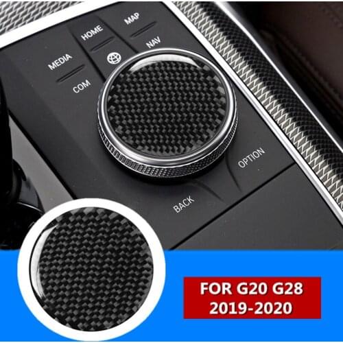 1pcs Car Interior Multimedia Buttons Cover Stickers Multimedia Knob Frame Decoration For bmw G20 G28 3 Series Car Accessories