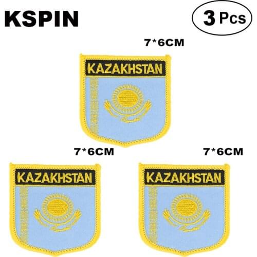 Kazakhstan Shiled Shape flag patches national flag patches for Cothing DIY Decoration