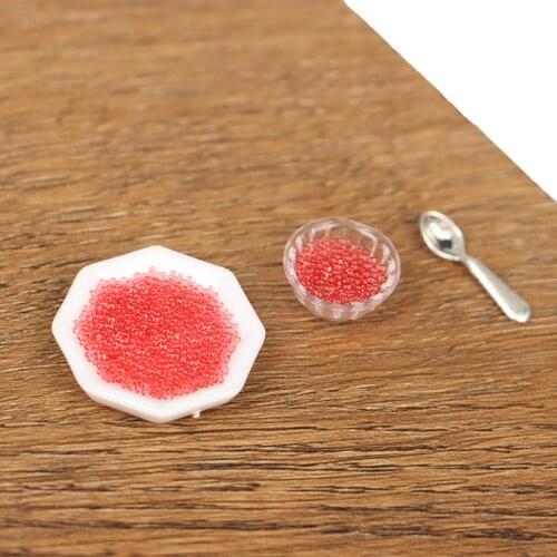 New Hot!1 Set 1:12 Dollhouse Miniature Japanese Caviar Bowl Spoon Tray Kitchen Food Toys