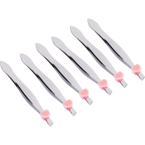 Professional 12Pcs Stainless Steel Slanted Hair Removal Clip Eyebrow Tweezers Clip Makeup Cosmetic Tool Face Nose Hair Remover