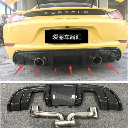 Real Carbon Fiber Car Rear Trunk Bumper Rear Diffuser Exhaust Protector Cover Fits For Porsche 718 Cayman Boxster GT4 2016-2023