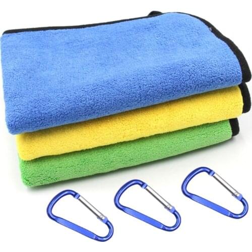 Fishing Towel with Clip Cotton Thickening Non-stick Absorbent Outdoors Sports Hiking Fishing Wipe Hands Towel