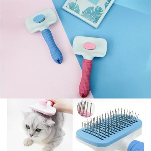 Self Cleaning Pet Hair Comb Grooming Cats Knotted And Dropped Hairs Use Stainless steel and plastic needle Pet Dog Products