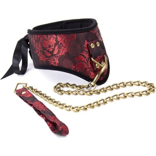 Sexy Vintage Collar BDSM Bondage leash chain Restraint Sex Toys Slave Lacy Neck Ring harness For Women Couples Flirting Sex Toys