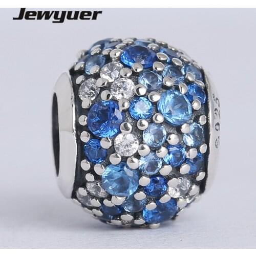 Summer collection Sky Mosaic pave charms 925 Sterling Silver fine jewelry Fit bead Charm Bracelet DIY for women wholesale BE254