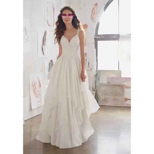 Chiffon Beach Wedding Dresses Illusion Back Marriage Bridal Dresses for Wedding Party Vestido De Noiva Sweetheart