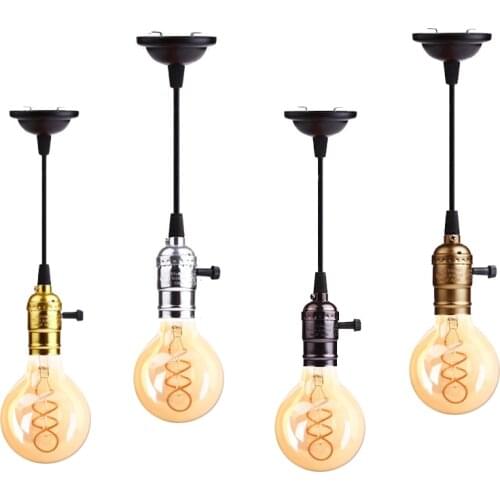 Nordic Retro Pendant Lights Aluminum Shell Edison Screw Bulb Lamp Base E26 E27 Minimalist Room Light Vintage Metal Hanging Lamps