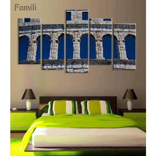 Modern 5pcs Modular Poster Board Framed Canvas Oil Painting Italy Pictures City Landscape Wall Art For Living Room,canvas print