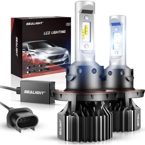 SEALIGHT H13/9008 LED Headlight Bulbs Dual High/Low Beam X1 Series cool White 6000K 6000LM LED headlight