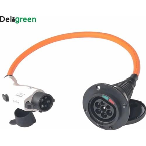 Type1 to Type2 Adapter 32A SAE J1772 To IEC 62196-2 Electric Car Vehicle Charging cable 0.5m Female To Male EV Charger
