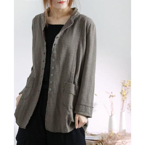 Vintage 2021 Autumn Women Cardigan V-Neck Pocket Long-Sleeved Casual All Match Female Outwear Coat Tops
