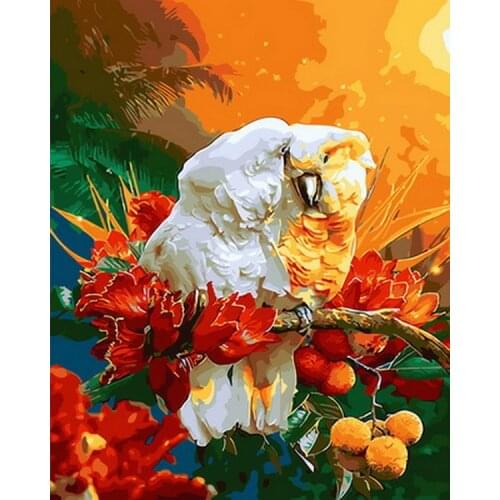 Frameless painting by numbers animals wall decor diy picture oil painting on canvas for home decor 4050cm parrot