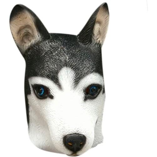 Funny Husky Dog Head Mask Latex Animal Full Headgear Novelty Halloween Christmas Cosplay Costume Accessories Party Props