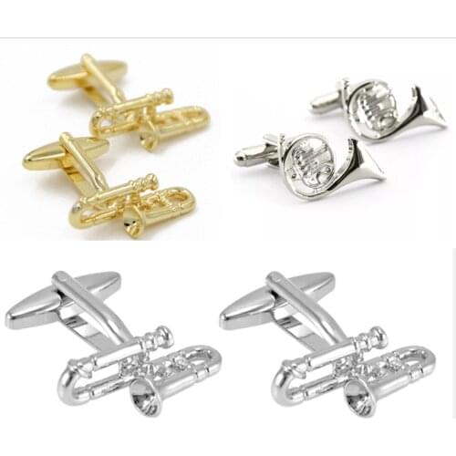 10pairs/lot Mini Trumpet Cufflinks Musical Instrument French Horn Cuff Links Mens Jewelry Accessory Wholesale