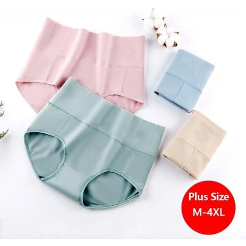 Plus Size M-4XL Women Cotton Underwear High Waist Panties Body Shaper Lingerie Breathable Female Slimming Tummy Control Panties