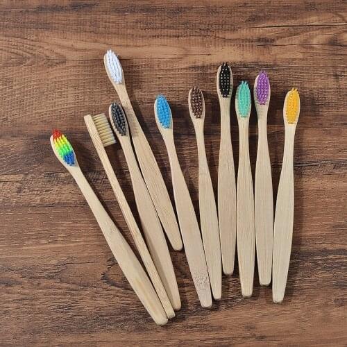 1pc cepillo bambu bamboo toothbrush rainbow colorful soft bristles biodegradable teeth brush Bamboo Toothbrushes Oral Care Tooth