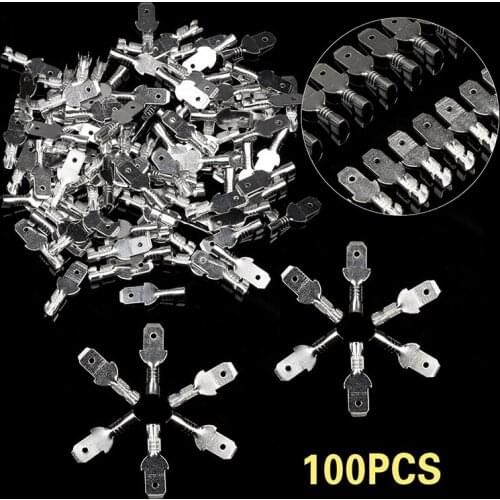 100Pcs/Set Insulated Electrical Wire Terminals Crimp Connectors Spade Set 4.8mm