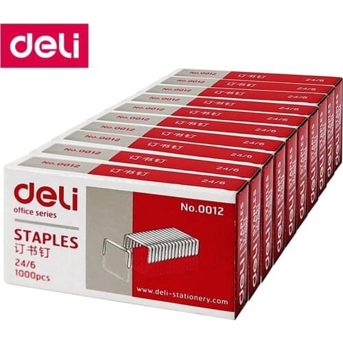 10000PCS/LOT Deli 0012 Universal normal staples 24/6 staples 12x6mm staples capacity 25 pages 70g papers China top brand Deli