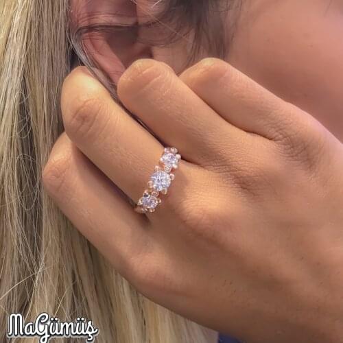 3 Stone Zircon Special Quality Silver Lady Ring