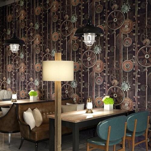 3D Wallpaper Modern Retro Restaurant Cafe Bar PVC Waterproof Vintage Wall Papers Roll For Walls 3D Home Decor