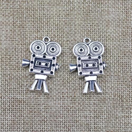 4 Pieces 25*39mm Antique Silver Color Camera Vintage Charms Keychains For DIY Jewelry Making