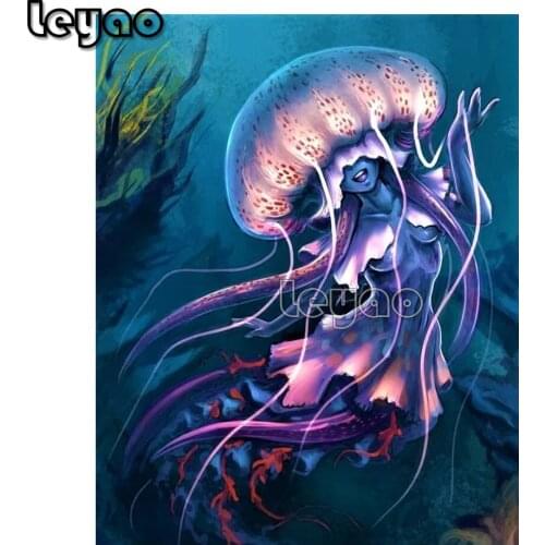 5d Diamond Painting Full Drill Square cartoon Diamond Embroidery Jellyfish girl Pictures With Rhinestones Home Decoration