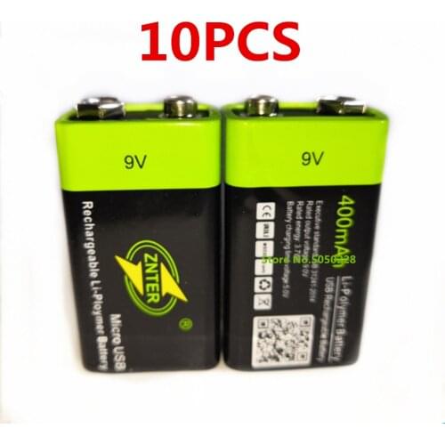 10pcs/lot Hot sale ZNTER S19 600mAh USB 9V Rechargeable Battery RC Battery for Microphone Camera Drone Accessories