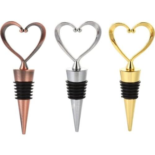 Bar Accessories Home Bars Heart Shaped Wine Stoppers Wine Fresh-keeping Stopper Alloy Champagne Stoppers Three Colors Available