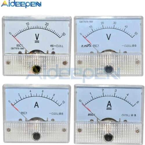 DC Analog Voltmeter Current Meter Panel 5A 10A 30V 50V 85C1 Pointer Gauge Panel Amp Volt Voltage Current Digital Display