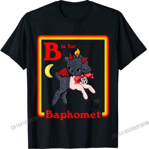 B For Baphomet Satanic Cute Devil Retro Vintage Satan Tarot T-Shirt Camisas Men Special Men T Shirts Group Tees Cotton Leisure
