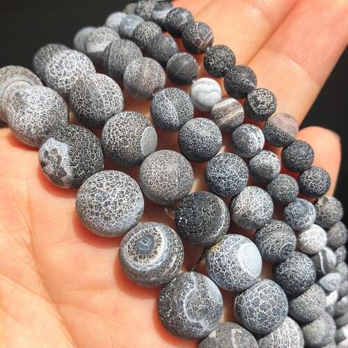 Natural Stone Black Frosted Agates Onyx Beads Round Loose Spacer Bead For Jewellery Making DIY Bracelets 15'Strand 6/8/10/12 mm
