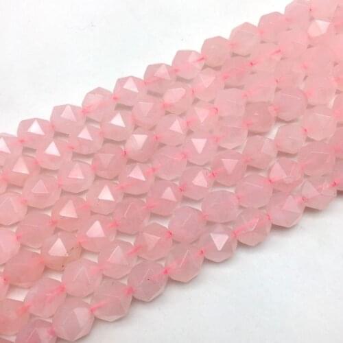 Natural Pink Rose Crystal Beads Spacer Faceted Cut Cube Nugget ize 6 mm 8 mm 10 mm For DIY Jewelry Making Supplies
