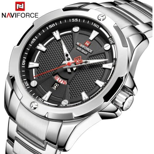 NAVIFROCE New Luxury Brand Mens Watches Full Steel Business Wristwatch Waterproof Quartz Men Watch Male Clock Relogio Masculino